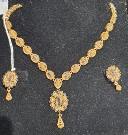 21K Gold Necklace Set with Elsa Peretti-Inspired Modern Filigree Design