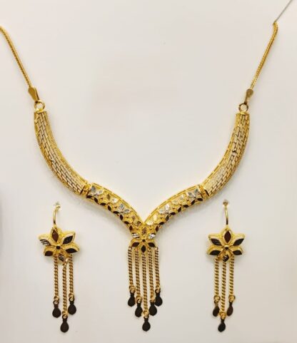 Bohemian Ethnic 22K Gold Necklace and Earrings Set – Luxury Statement Piece for Bridal Fashion, Festivals & Red Carpet