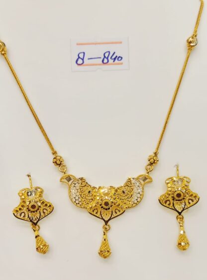 Ethnic 21K Gold Necklace Set for Party and Wedding Wear