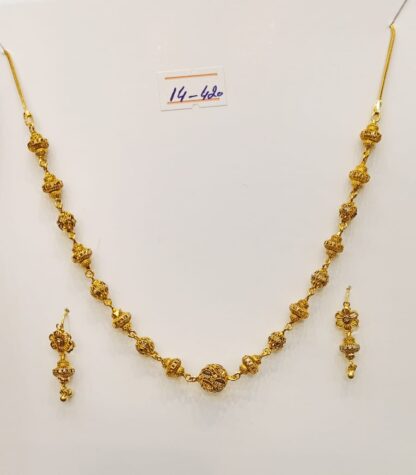 Luxora 21K Gold Beaded Mala Set with Earrings