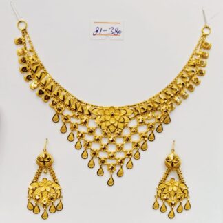 Exquisite 22K Gold Designer Net Style Necklace Set