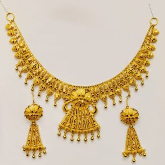 Exquisite Gold Arabic Necklace Set with Earrings