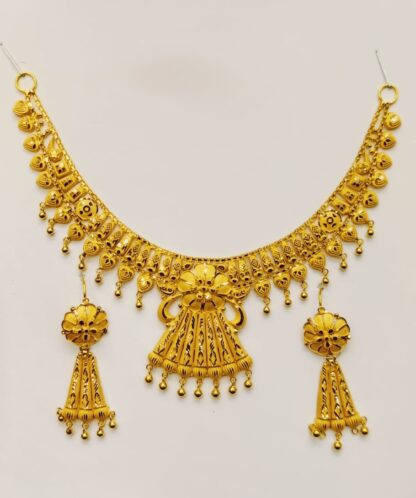 Exquisite Gold Arabic Necklace Set with Earrings