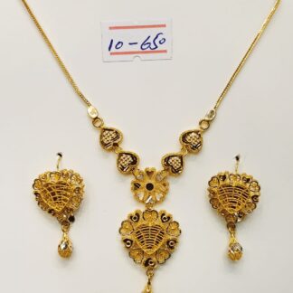 Starburst Pakistani Gold Filigree Necklace & Jhumki Earrings Set