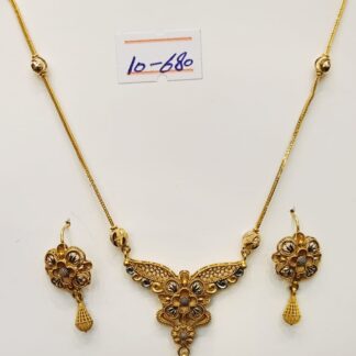 Ethnic 21K Gold Necklace Set for Party and Wedding Wear