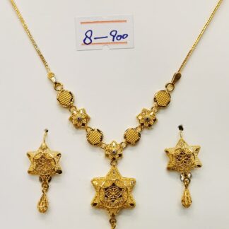 Starburst Pakistani Gold Filigree Necklace & Jhumki Earrings Set