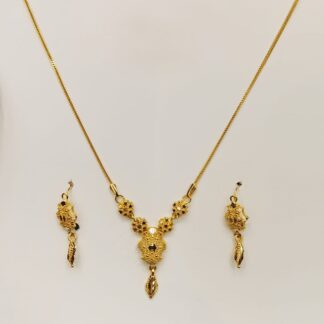 21K Gold Chain with Diamond-Accented Pendant Set