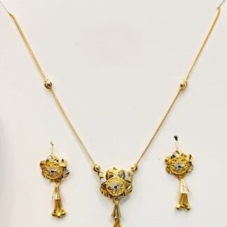 21K Gold Floral Locket Chain Set (Half Tola)