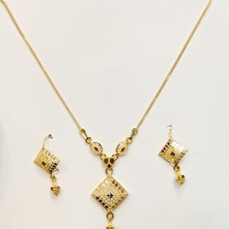 21K Gold Half Tola Floral Necklace and Earrings Set