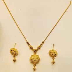 21K Gold Half Tola Floral Necklace and Earrings Set