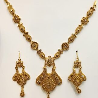 Bohemian Ethnic 22K Gold Necklace and Earrings Set – Luxury Statement Piece for Bridal Fashion, Festivals & Red Carpet