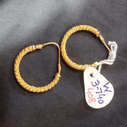 21K Gold Hoop Earrings with Textured Design