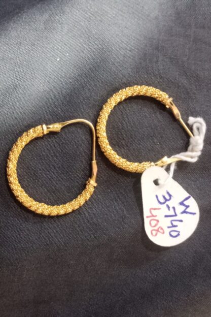 21K Gold Hoop Earrings with Textured Design