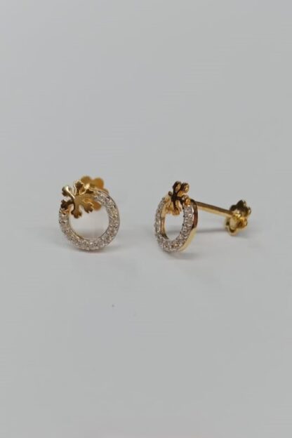 22K Gold Diamond Studded Circular Stud Earrings