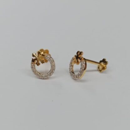 22K Gold Diamond Studded Circular Stud Earrings