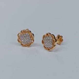 22K Gold Diamond Studded Square Stud Earrings