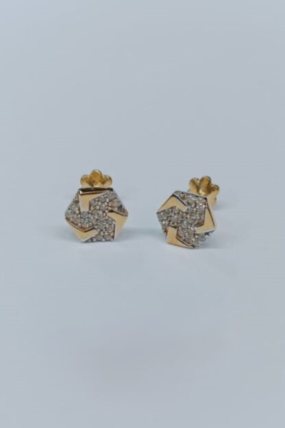 22ct Gold Geometric Diamond Stud Earrings