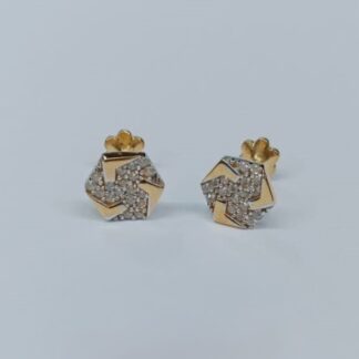 22ct Gold Geometric Diamond Stud Earrings