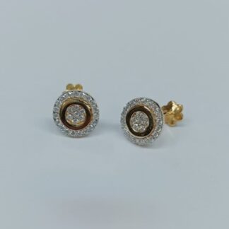 22ct Gold Round Diamond Halo Stud Earrings