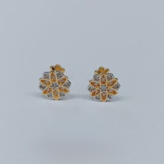 22ct Gold and Diamond Floral Stud Earrings