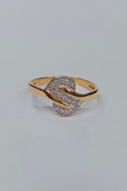 Knotted Gold Ring with Cubic Zirconia