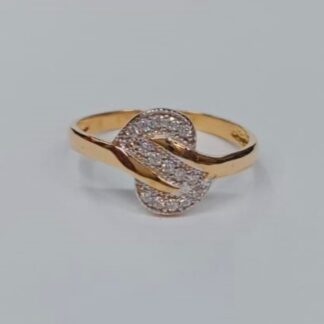 Knotted Gold Ring with Cubic Zirconia