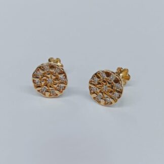 Ornate Gold Filigree Round Ear Tops