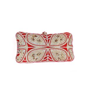 Hand Embroidered Red & Gold Bridal Clutch Purse