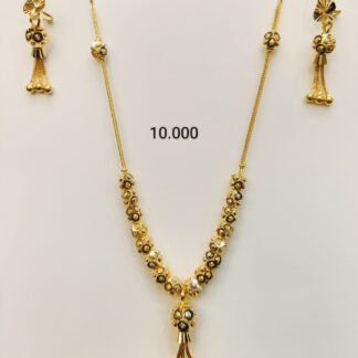 Gold Arabic Tassel Necklace with Beaded Chain for Daily Wear