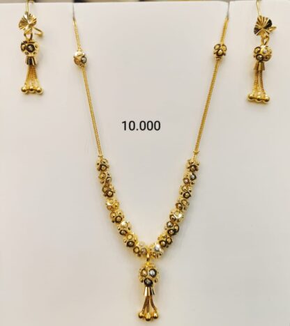 Gold Arabic Tassel Necklace with Beaded Chain for Daily Wear