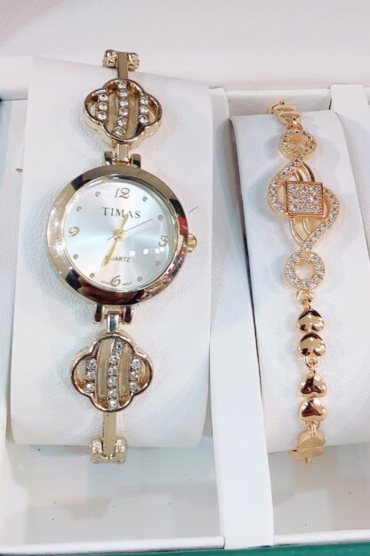 Luxury Timas Watch and Bracelet Set with Jewelry - Image 2