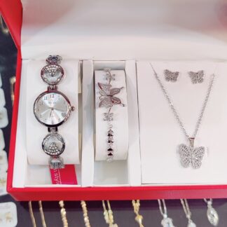 Timas Ladies Silver Watch Gift Box Set