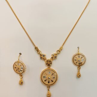 21K Gold Mala Set with Radiant Wheel Pendant