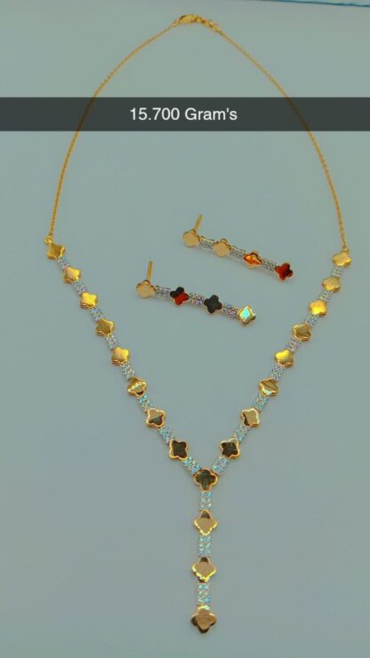 22K Gold Multi-Color Clover & Heart Jewelry Set - Image 2