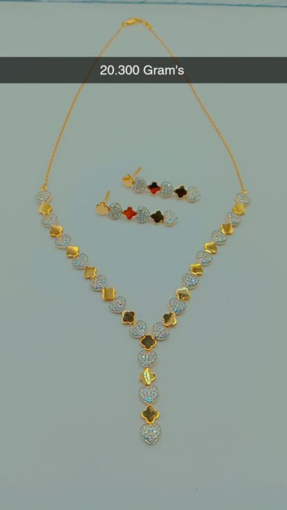 22K Gold Multi-Color Clover & Heart Jewelry Set - Image 3