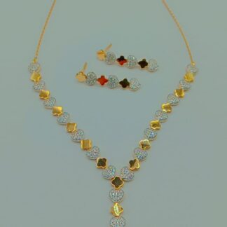 22K Gold Multi-Color Clover & Heart Jewelry Set