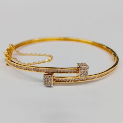 21K Gold Bangles with Micro Zircon Accents - Image 3