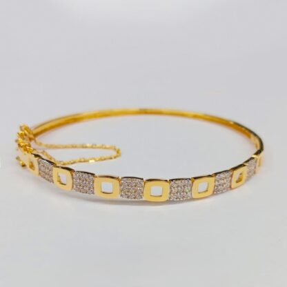 21K Gold Bangles with Micro Zircon Accents