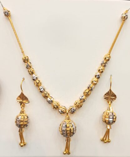 21K Gold Mala Set with Fancy Ball Design for Ladies - Image 2