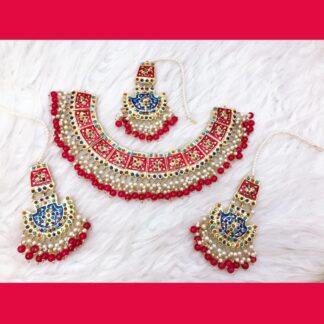 Ruby Red Thappa Kundan Choker Set