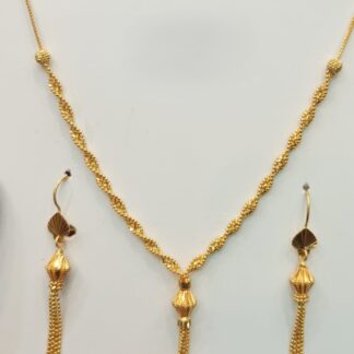 22K Gold Orb Necklace Set with Tassel Earrings