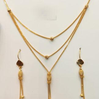 Layered 22K Gold Chain Necklace Set with Tassel Drop Earrings
