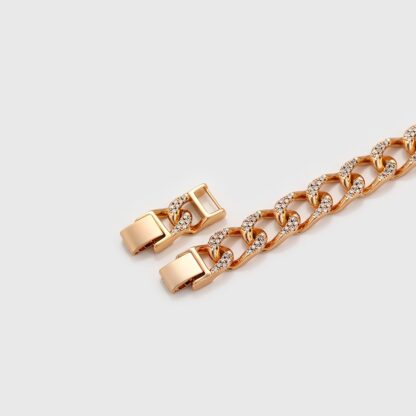 10mm 18K Gold Color Iced Cuban Link Bracelet for Women - Image 2
