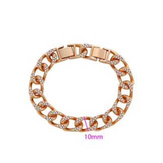 10mm 18K Gold Color Iced Cuban Link Bracelet for Women