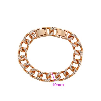 10mm 18K Gold Color Iced Cuban Link Bracelet for Women