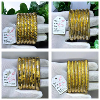 21K Gold Floral Carved Bangles for Women (6 Pieces)