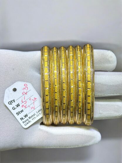 21K Gold Floral Carved Bangles for Women (6 Pieces) - Image 3