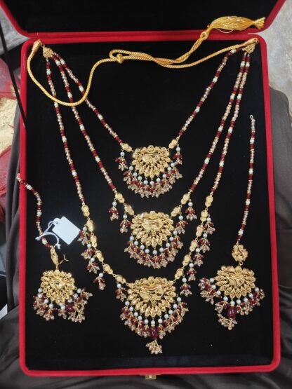 Triple Layered 21K Gold Rani Haar Bridal Set (2 Tola) - Image 2
