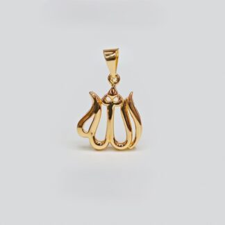 Gold Allah pendant in elegant Arabic calligraphy, 22ct Islamic jewelry