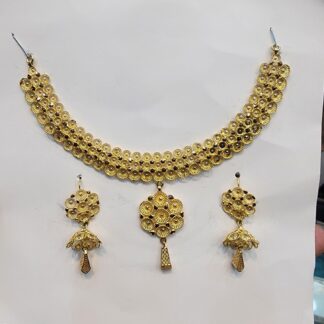 Royal Pakistani Heritage 22K Gold Choker and Jhumka Set (2 Tola)